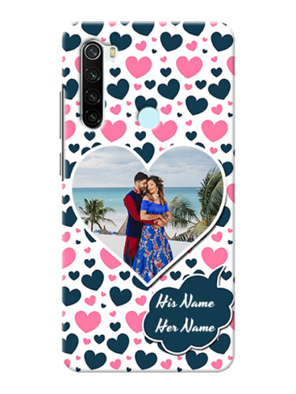 Custom Redmi Note 8 Mobile Covers Online: Pink & Blue Heart Design