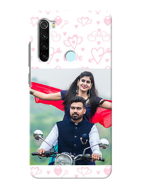 Custom Redmi Note 8 personalized phone covers: Pink Flying Heart Design