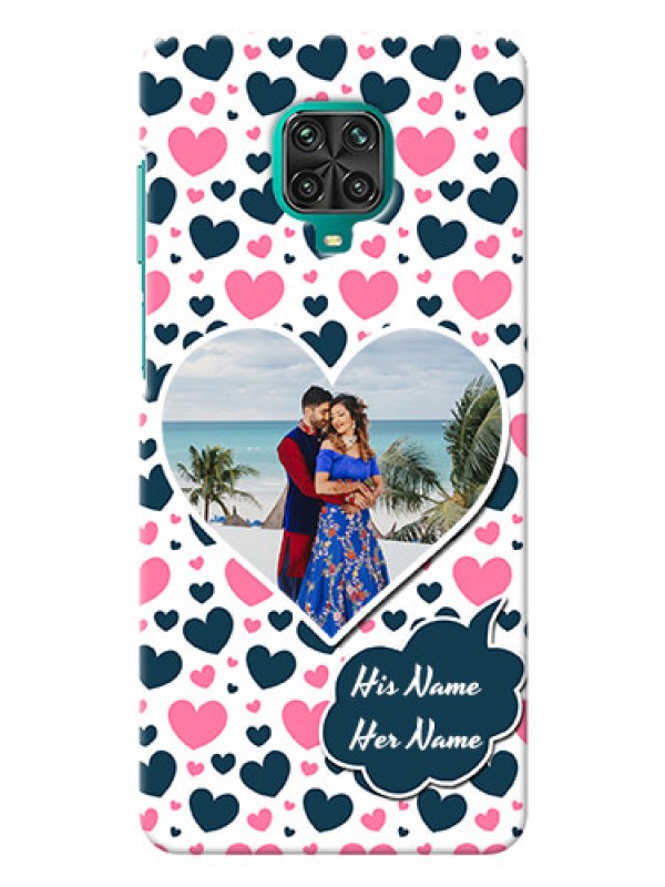 Custom Redmi Note 9 pro Max Mobile Covers Online: Pink & Blue Heart Design