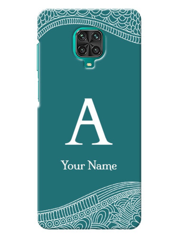 Custom Redmi Note 9 Pro Mobile Back Covers: line art pattern with custom name Design