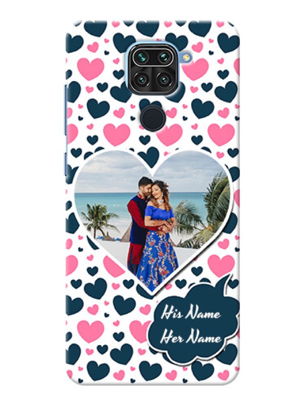 Custom Redmi Note 9 Mobile Covers Online: Pink & Blue Heart Design