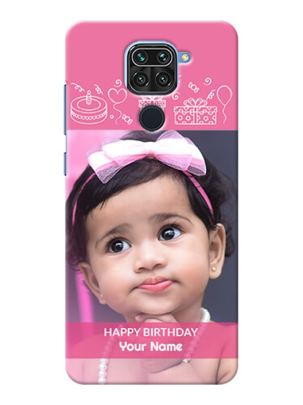 Custom Redmi Note 9 Custom Mobile Cover with Birthday Line Art Design