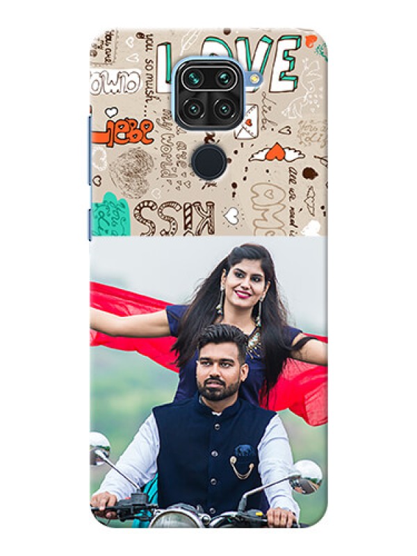 Custom Redmi Note 9 Personalised mobile covers: Love Doodle Pattern 