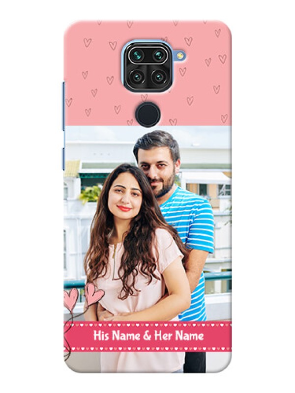 Custom Redmi Note 9 phone back covers: Love Design Peach Color