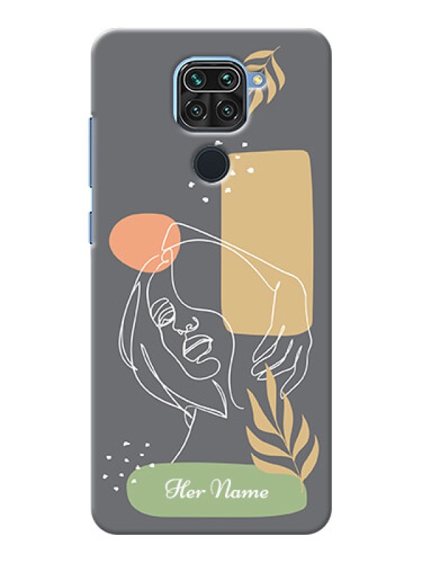 Custom Redmi Note 9 Phone Back Covers: Gazing Woman line art Design