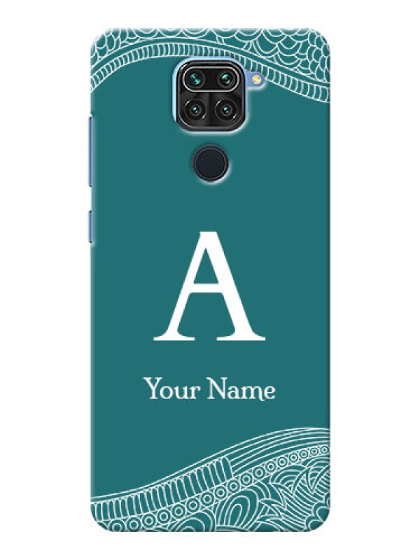 Custom Redmi Note 9 Mobile Back Covers: line art pattern with custom name Design