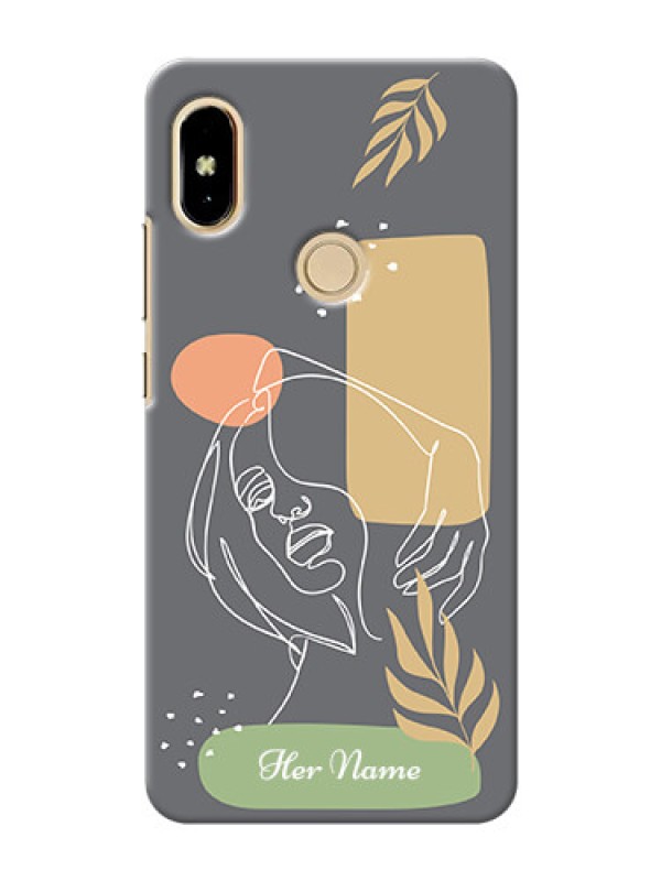Custom Redmi S2 Phone Back Covers: Gazing Woman line art Design