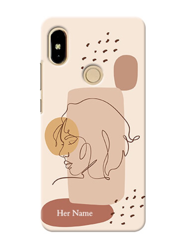 Custom Redmi S2 Custom Phone Covers: Calm Woman line art Design