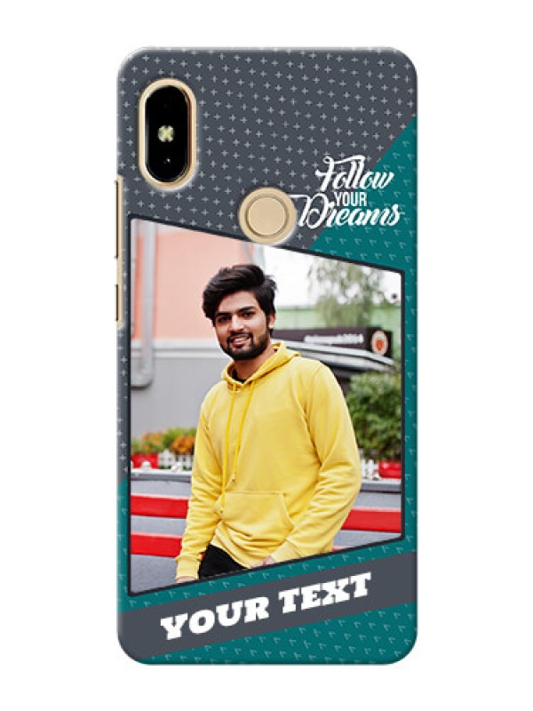 Custom Xiaomi Redmi Y2 2 colour background with different patterns and dreams quote Design
