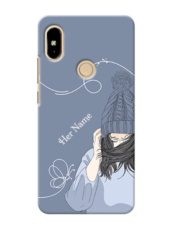 Custom Redmi Y2 Custom Mobile Case with Girl in winter outfit Design