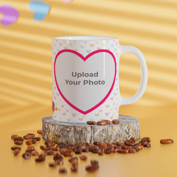 Custom Love Symbol Pattern Background With 2 Heart Shape Pic Upload Upload Design On Mug