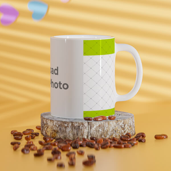 Custom Green borders With Dotted Line Background Design On Mug