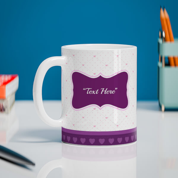 Custom Love Symbol Pic Upload With Dotted border Design On Mug