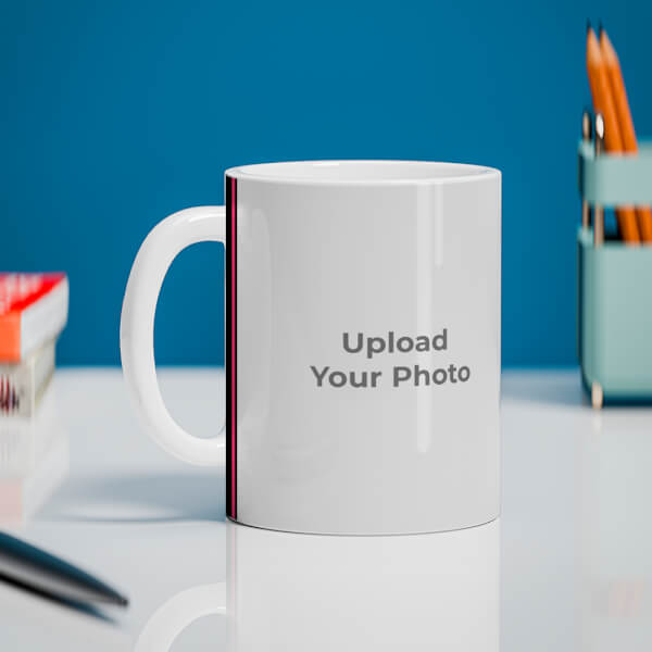 Custom Black Background With Square Pic Upload Design On Mug