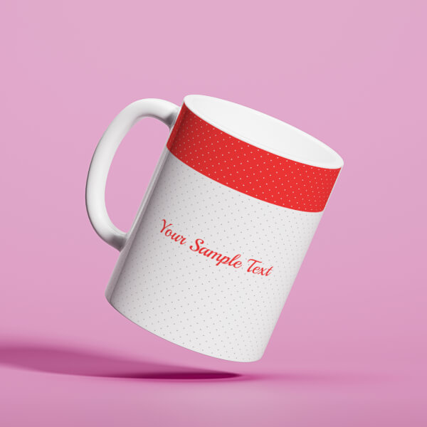 Custom Dotted Pattern Background With Red border Design On Mug