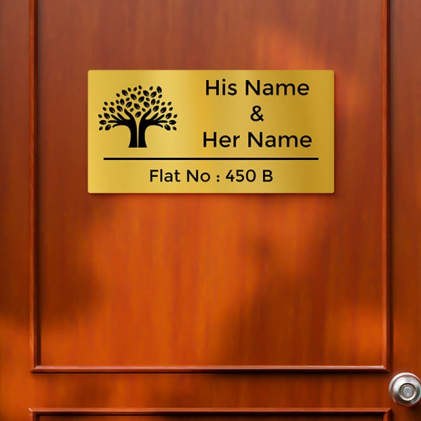 Custom Artistic Hand & Tree Design Gold Color Nameplate