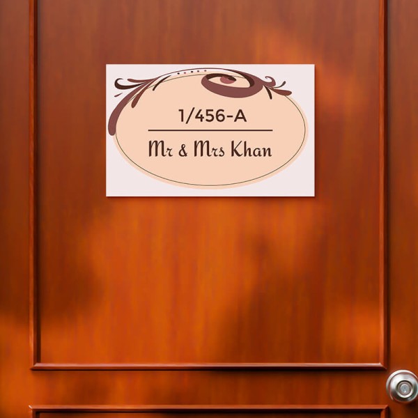 Custom Elliptical Leaf Branch Design Glossy Nameplate