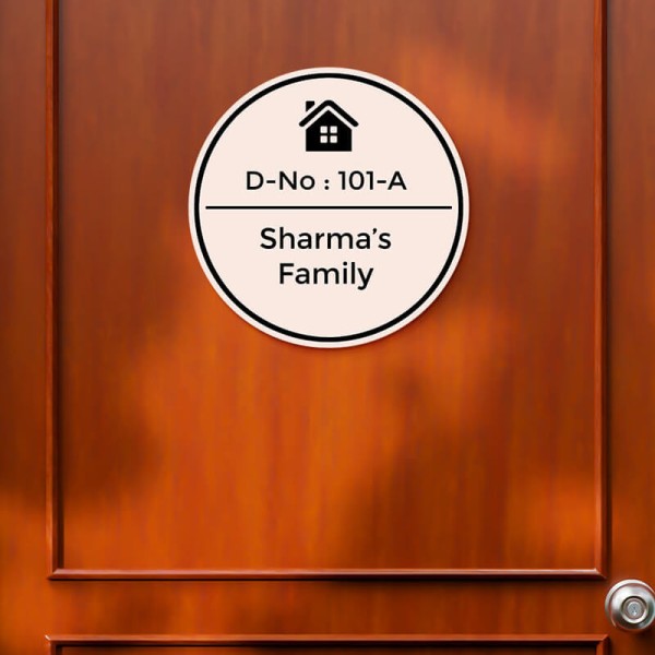 Custom Bold Bordered Circular Design Glossy Nameplate