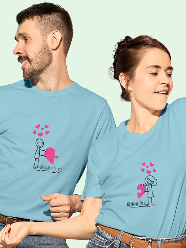 Custom Love Puzzle Couples T Shirt