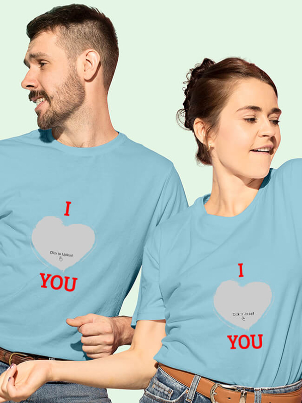 Custom I Love You with Your Image On Couple T-shirts For Men & Women