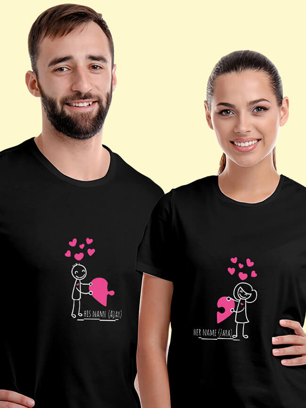 Custom Love Puzzle Couples T Shirt