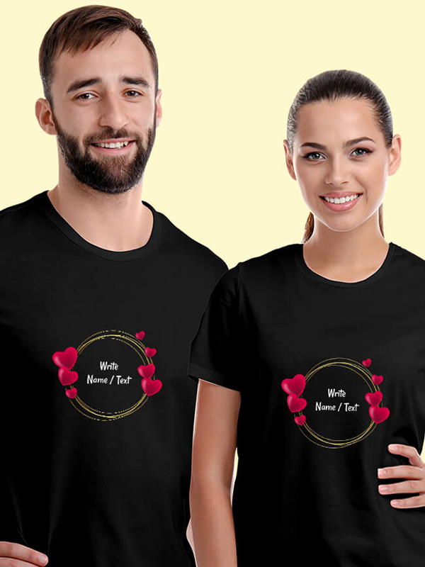 Custom Your Name with Love Bubbles On Customized Couple Tees