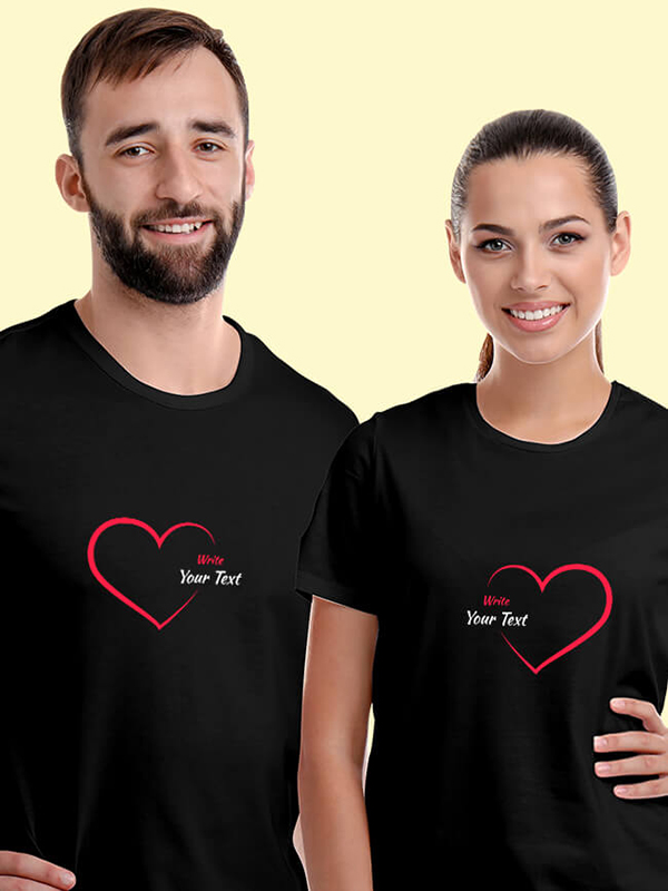 Custom Red Love with Your Names On Personalized Couple T-Shirt