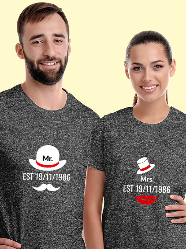 Custom Mr. And Mrs. Couples T Shirt With Date