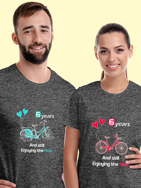 Custom Anniversary Still Enjoying The Ride Couples T Shirt