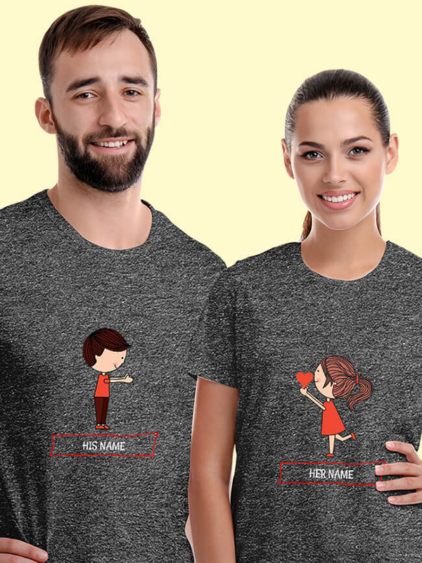 Custom Valentines Day Girl Proposing Love Couples T Shirt