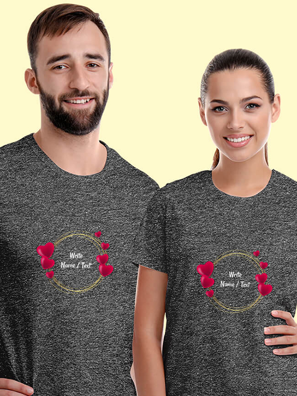 Custom Your Name with Love Bubbles On Customized Couple Tees
