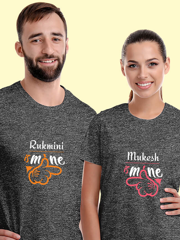 Custom He is Mine and She is Mine On Customized Couple T-Shirt