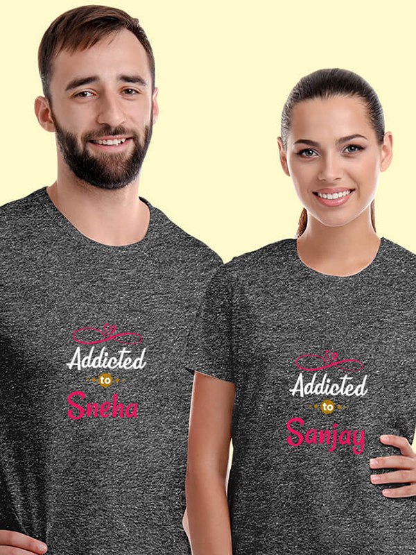 Custom My Love Addicted to with Names On Customized Couple Tees