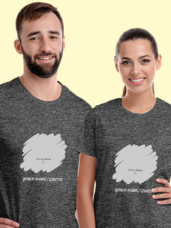 Custom Your Photo with Text On Customized Couple T-Shirt