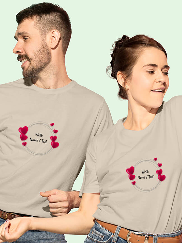 Custom Your Name with Love Bubbles On Customized Couple Tees