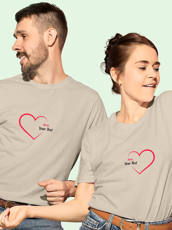 Custom Red Love with Your Names On Personalized Couple T-Shirt