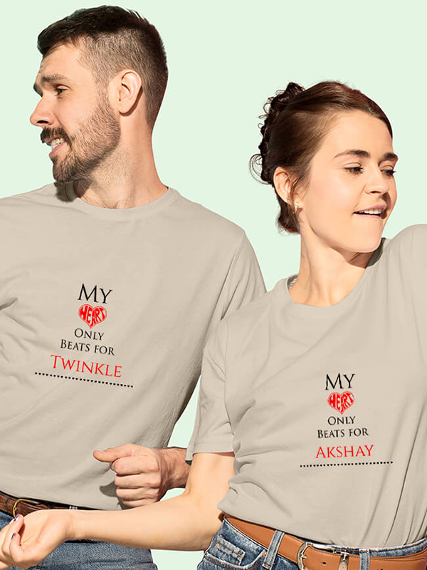 Custom My Heart Beat Theme On Couple T-shirts For Men & Women