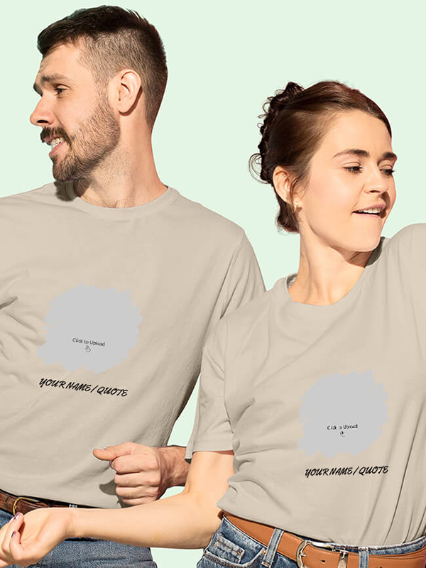 Custom Your Photo with Text On Customized Couple T-Shirt