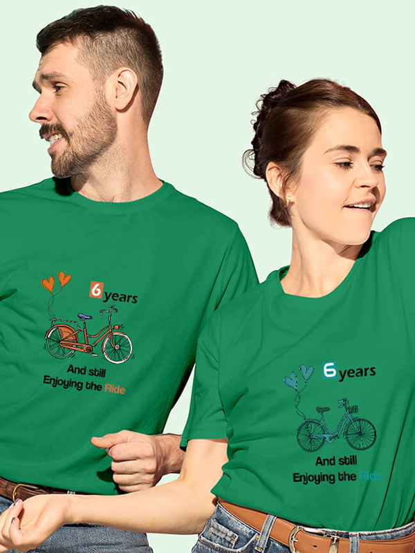 Custom Anniversary Still Enjoying The Ride Couples T Shirt