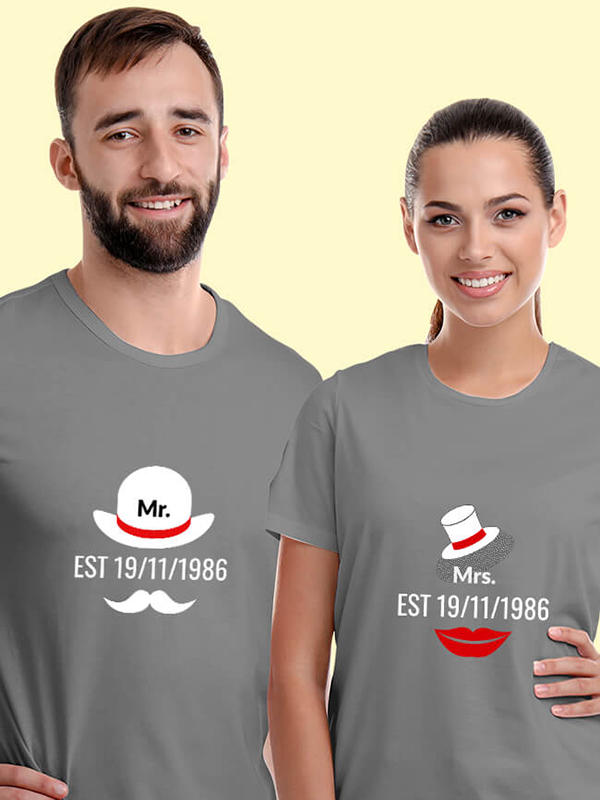 Custom Mr. And Mrs. Couples T Shirt With Date