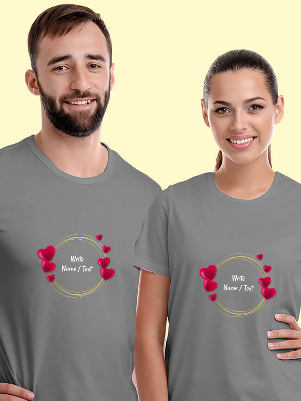 Custom Your Name with Love Bubbles On Customized Couple Tees