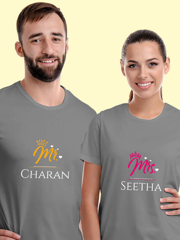 Custom Mr and Mrs with Names On Personalized Couple Tees