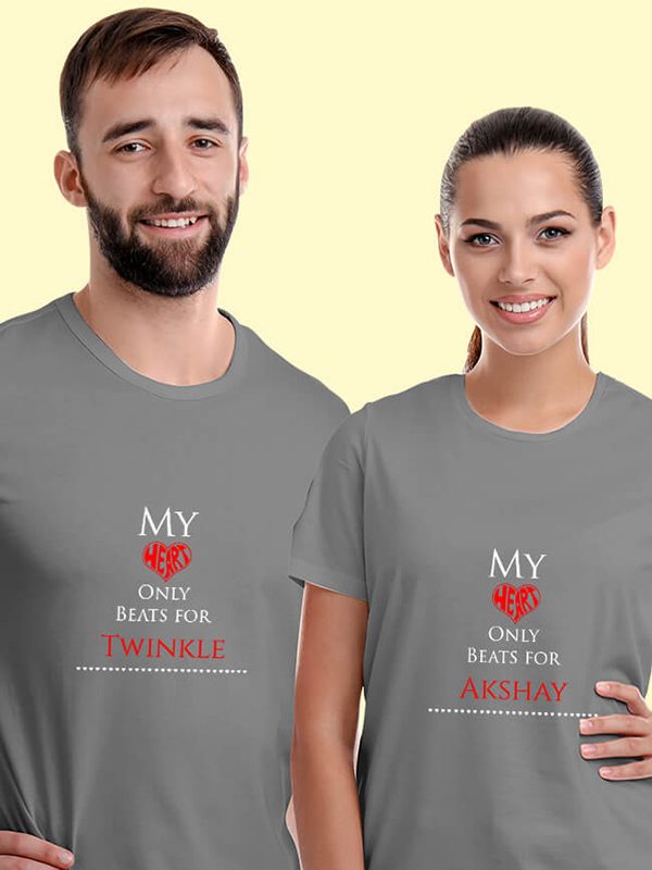 Custom My Heart Beat Theme On Couple T-shirts For Men & Women