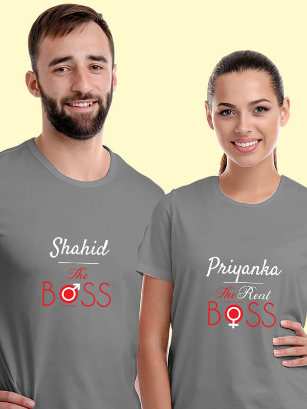 Custom The Boss and The Real Boss On Couple T-shirts For Men & Women