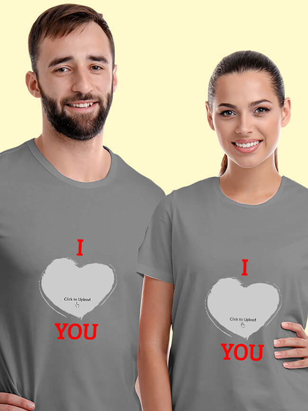 Custom I Love You with Your Image On Couple T-shirts For Men & Women