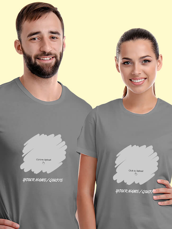 Custom Your Photo with Text On Customized Couple T-Shirt