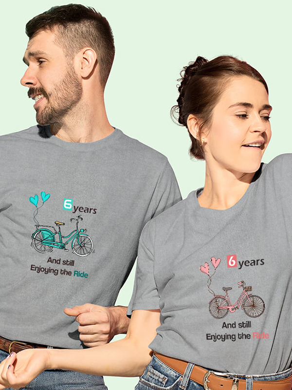 Custom Anniversary Still Enjoying The Ride Couples T Shirt