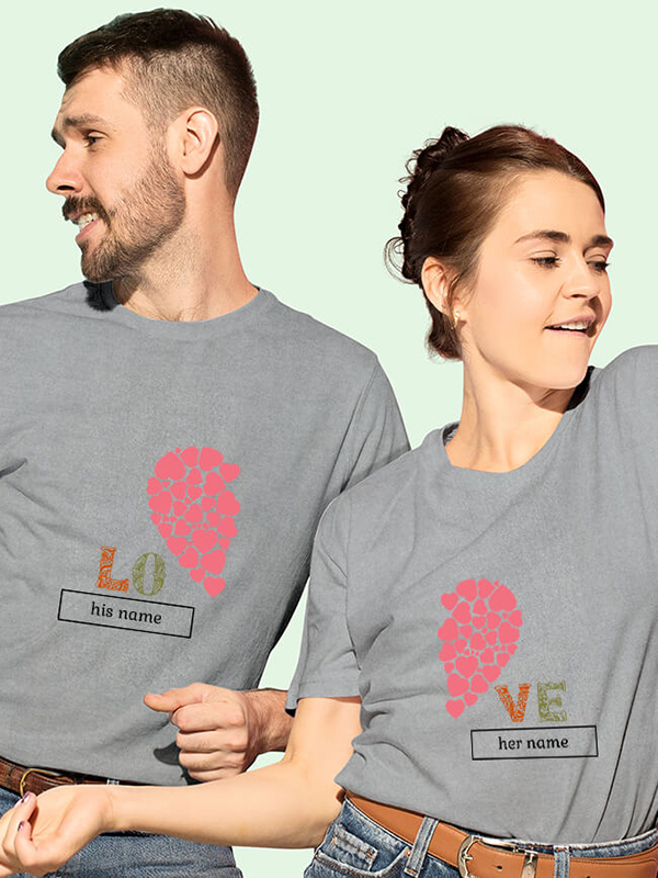 Custom Half Heart Shaped Valentine Couples T Shirt