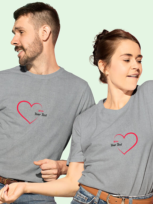 Custom Red Love with Your Names On Personalized Couple T-Shirt