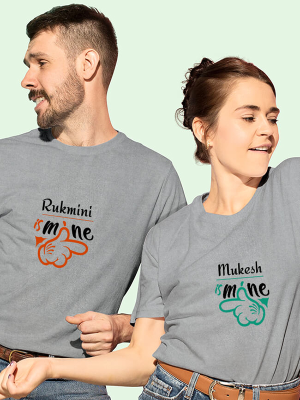 Custom He is Mine and She is Mine On Customized Couple T-Shirt